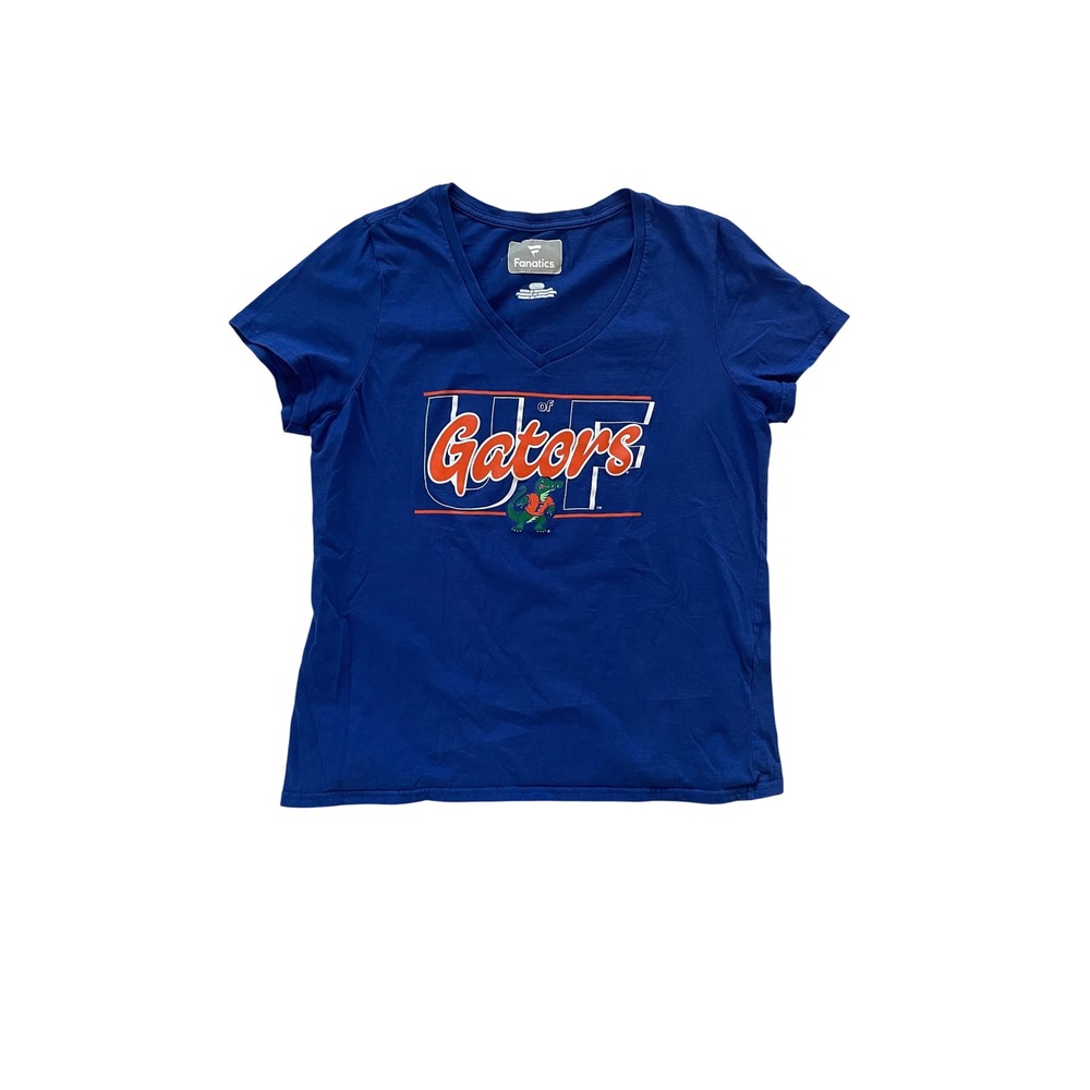 Fanatics Florida Gators Womens T-Shirt Blue V-Neck UF Graphic Tee Size Medium